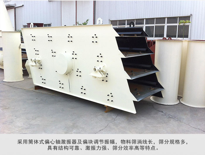 圓振動篩 采用筒體式偏心軸激振器及偏心塊調(diào)節(jié)振幅。