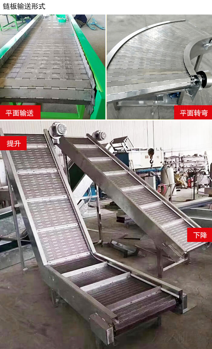 鏈板輸送機平面輸送，平面拐彎，提升等運行現(xiàn)場圖片